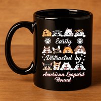 Easily Distracted By American Leopard Hound Leopard Cur Cute Gift 11oz C Handle Ceramic Mug