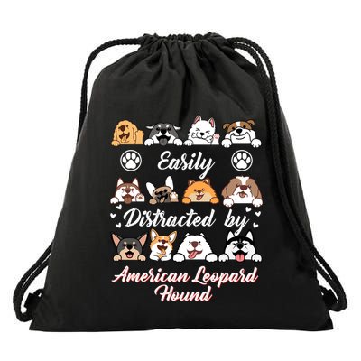 Easily Distracted By American Leopard Hound Leopard Cur Cute Gift Drawstring Bag