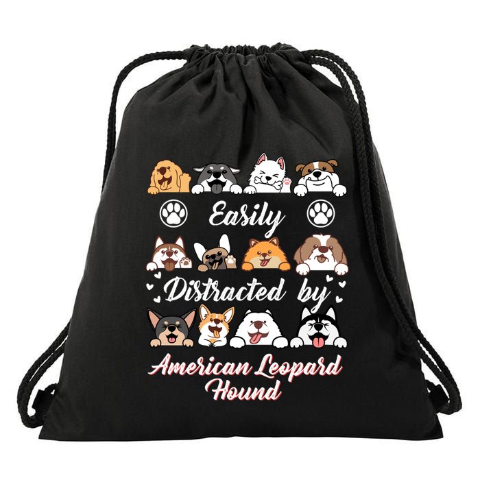 Easily Distracted By American Leopard Hound Leopard Cur Cute Gift Drawstring Bag