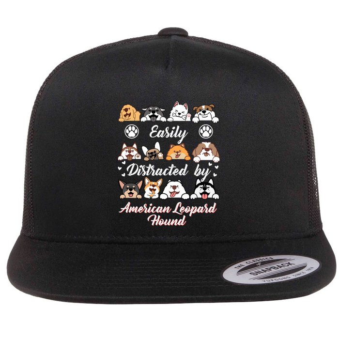 Easily Distracted By American Leopard Hound Leopard Cur Cute Gift Flatbill Hat