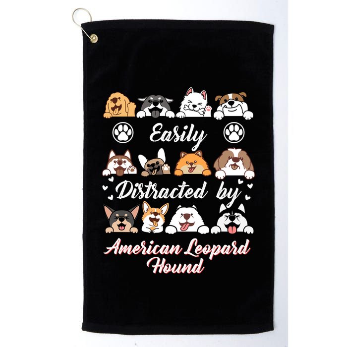 Easily Distracted By American Leopard Hound Leopard Cur Cute Gift Golf Towel