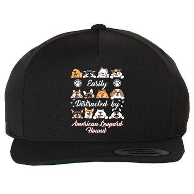 Easily Distracted By American Leopard Hound Leopard Cur Cute Gift Wool Snapback Cap
