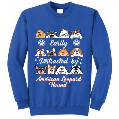 Easily Distracted By American Leopard Hound Leopard Cur Cute Gift Sweatshirt