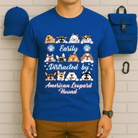 Easily Distracted By American Leopard Hound Leopard Cur Cute Gift T-Shirt