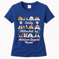 Easily Distracted By American Leopard Hound Leopard Cur Cute Gift Womens T-Shirt