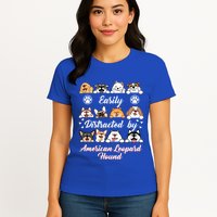 Easily Distracted By American Leopard Hound Leopard Cur Cute Gift Womens T-Shirt