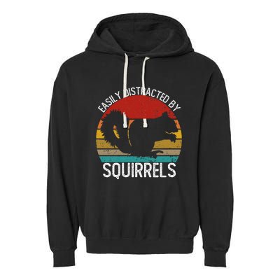 Easily Distracted By Squirrels S Vintage Squirrel Garment-Dyed Fleece Hoodie