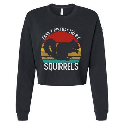 Easily Distracted By Squirrels S Vintage Squirrel Cropped Pullover Crew