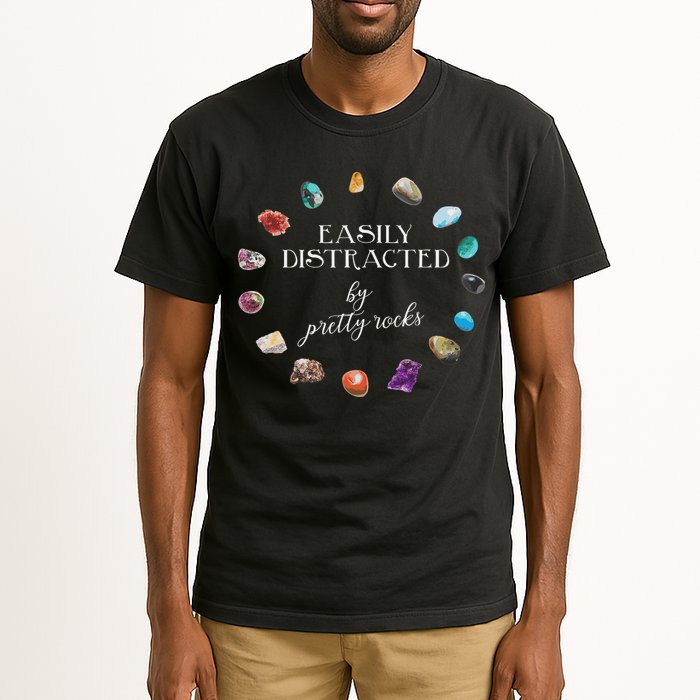 Easily Distracted By Pretty Rocks Minerals Gems Geology Tall T-Shirt