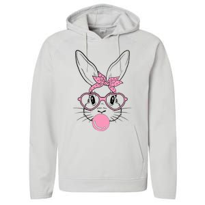 Easter Day Bunny With Heart Glasses Bubblegum Performance Fleece Hoodie