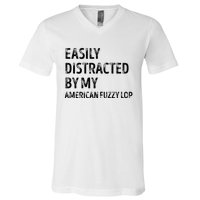 Easily Distracted by my American Fuzzy Lop Gifts  V-Neck T-Shirt