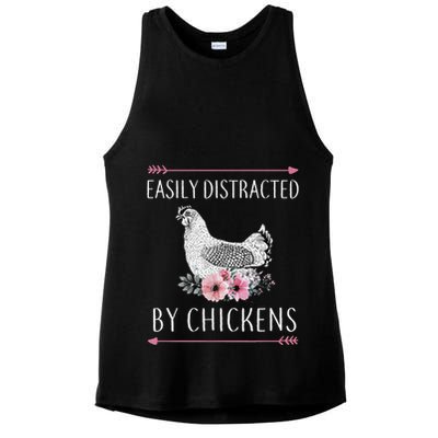 Easily Distracted By Chickens For Chicken Lovers Funny Ladies PosiCharge Tri-Blend Wicking Tank