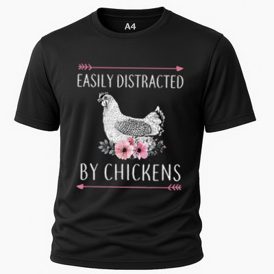 Easily Distracted By Chickens For Chicken Lovers Funny Performance Shirt