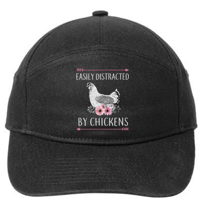 Easily Distracted By Chickens For Chicken Lovers Funny 7-Panel Snapback Hat