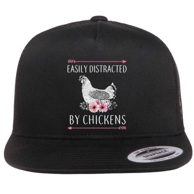 Easily Distracted By Chickens For Chicken Lovers Funny Flatbill Hat