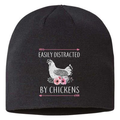 Easily Distracted By Chickens For Chicken Lovers Funny Sustainable Beanie