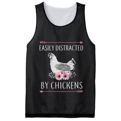 Easily Distracted By Chickens For Chicken Lovers Funny Mesh Reversible Basketball Jersey Tank