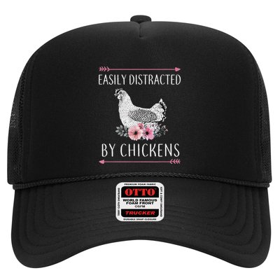 Easily Distracted By Chickens For Chicken Lovers Funny Trucker Hat