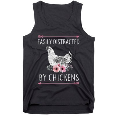 Easily Distracted By Chickens For Chicken Lovers Funny Tank Top