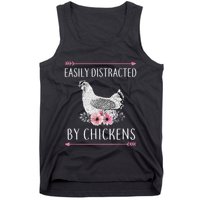 Easily Distracted By Chickens For Chicken Lovers Funny Tank Top