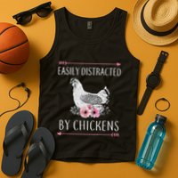 Easily Distracted By Chickens For Chicken Lovers Funny Tank Top