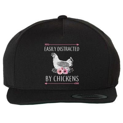 Easily Distracted By Chickens For Chicken Lovers Funny Wool Snapback Cap