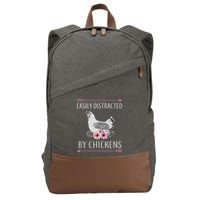 Easily Distracted By Chickens For Chicken Lovers Funny Cotton Canvas Backpack