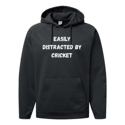 Easily Distracted By Cricket Funny Cricket Coach Player Performance Fleece Hoodie