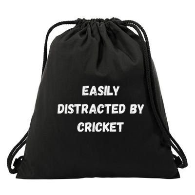 Easily Distracted By Cricket Funny Cricket Coach Player Drawstring Bag