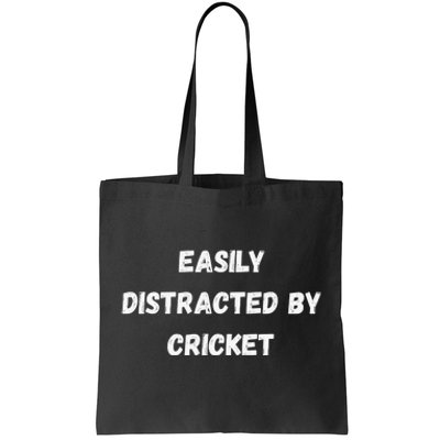 Easily Distracted By Cricket Funny Cricket Coach Player Tote Bag