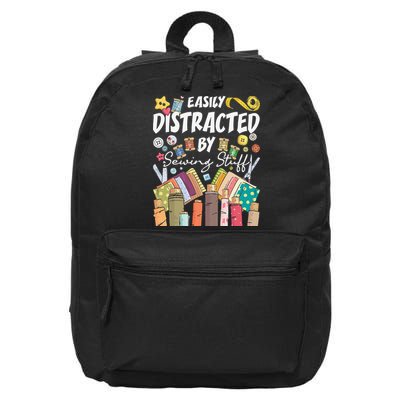 Easily Distracted By Sewing Stuff Seamstress Dressmaker 16 in Basic Backpack