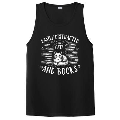 Easily Distracted By Cats And Books Cat Design PosiCharge Competitor Tank