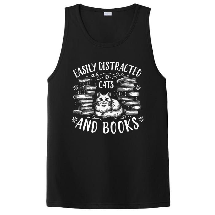 Easily Distracted By Cats And Books Cat Design PosiCharge Competitor Tank