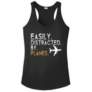 Easily Distracted By Planes Airplane Pilot Lover Ladies PosiCharge Competitor Racerback Tank