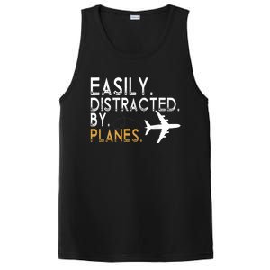 Easily Distracted By Planes Airplane Pilot Lover PosiCharge Competitor Tank