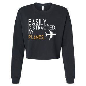 Easily Distracted By Planes Airplane Pilot Lover Cropped Pullover Crew