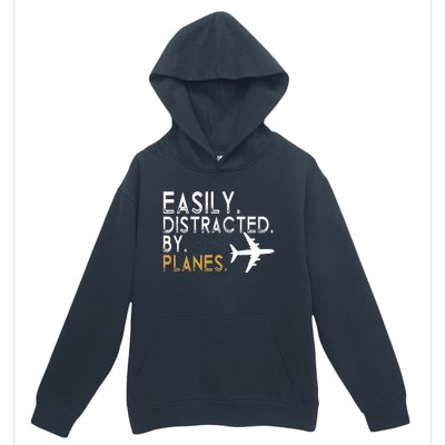 Easily Distracted By Planes Airplane Pilot Lover Urban Pullover Hoodie