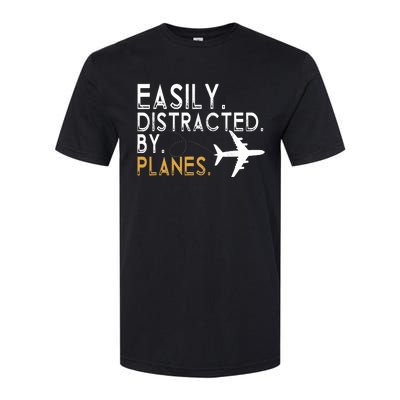 Easily Distracted By Planes Airplane Pilot Lover Softstyle® CVC T-Shirt