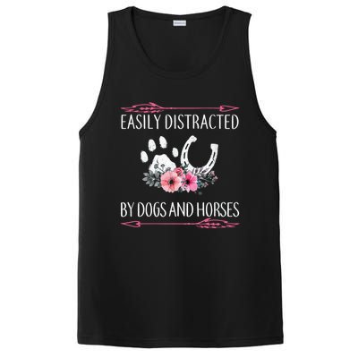 Easily Distracted By Dogs And Horses Riding Gift PosiCharge Competitor Tank