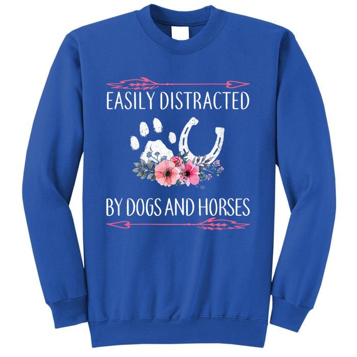 Easily Distracted By Dogs And Horses Riding Gift Sweatshirt