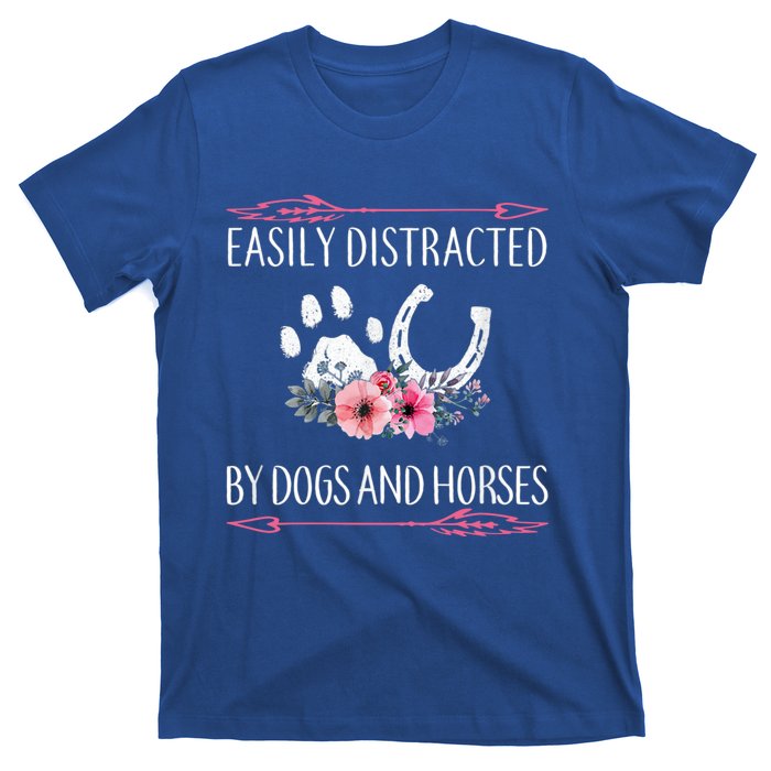 Easily Distracted By Dogs And Horses Riding Gift T-Shirt