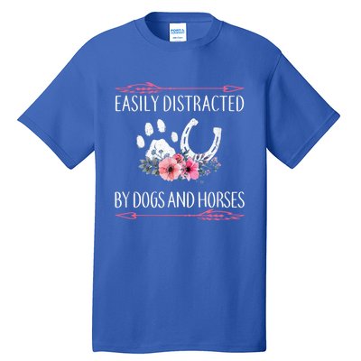 Easily Distracted By Dogs And Horses Riding Gift Tall T-Shirt