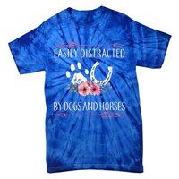 Easily Distracted By Dogs And Horses Riding Gift Tie-Dye T-Shirt