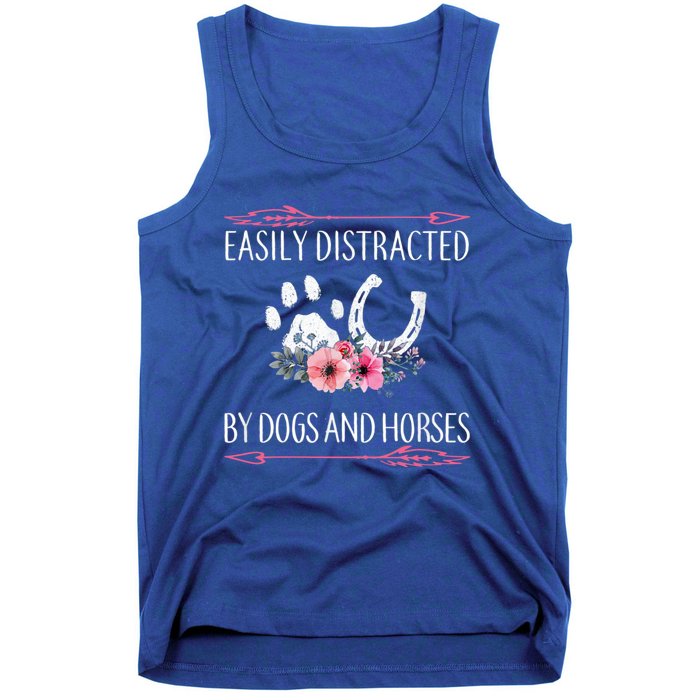 Easily Distracted By Dogs And Horses Riding Gift Tank Top