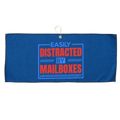 Easily Distracted By Mailboxes, Postman And Mail Carrier Large Microfiber Waffle Golf Towel