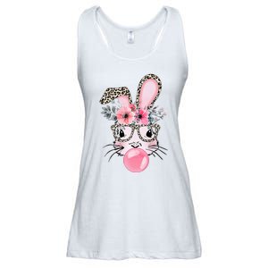 Easter Day Bunny With Leopard Glasses Bubblegum Ladies Essential Flowy Tank