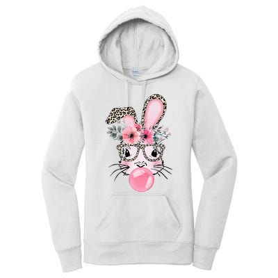 Easter Day Bunny With Leopard Glasses Bubblegum Women's Pullover Hoodie