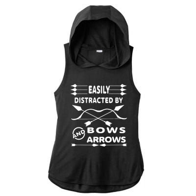 Easily Distracted By Bows And Arrows Ladies PosiCharge Tri-Blend Wicking Draft Hoodie Tank