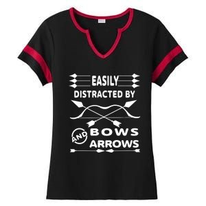 Easily Distracted By Bows And Arrows Ladies Halftime Notch Neck Tee