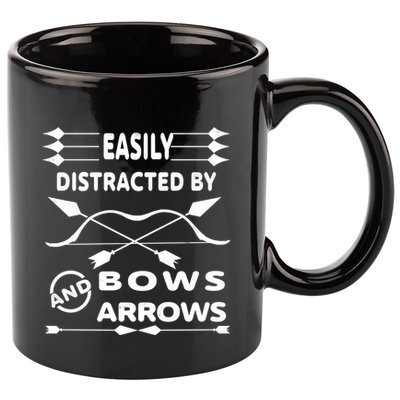 Easily Distracted By Bows And Arrows 11oz C Handle Ceramic Mug